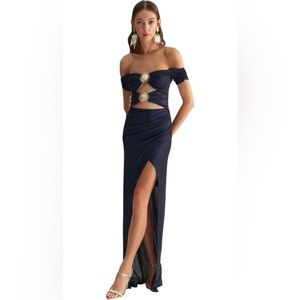 Sparkly Navy Blue Evening Gown - Wedding Guest Dress